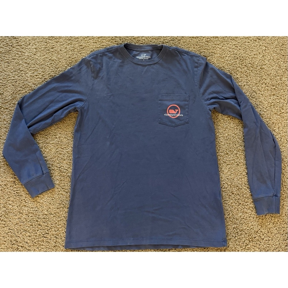 Vineyard‎ Vines Men's Navy Long Sleeve T Shirt Pink Whale Size Small